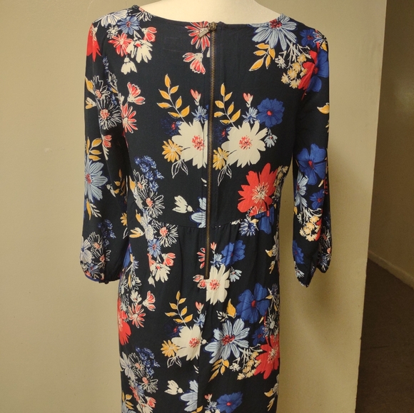 Old Navy Blue Printed Floral Midi Shirt Dress Size M - Picture 2 of 10